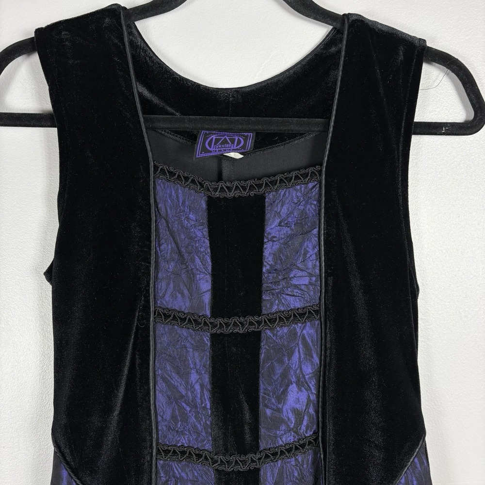 VTG Cykxtees‎ Large Black Purple Velvet Sleeveless Medieval Goth Gown Maxi Dress